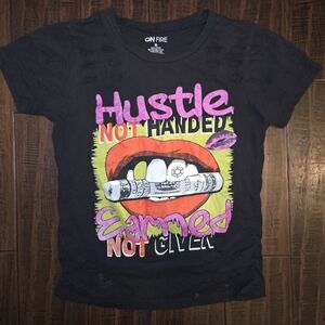 On Fire Black Hustle Graphic Kids T-Shirt